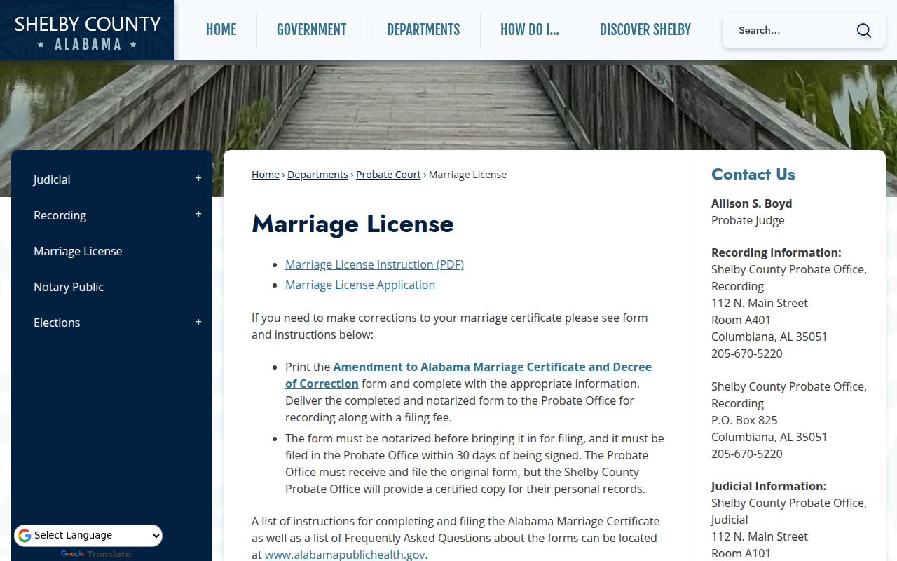 Hoover marriage records information for Jefferson and Shelby Counties