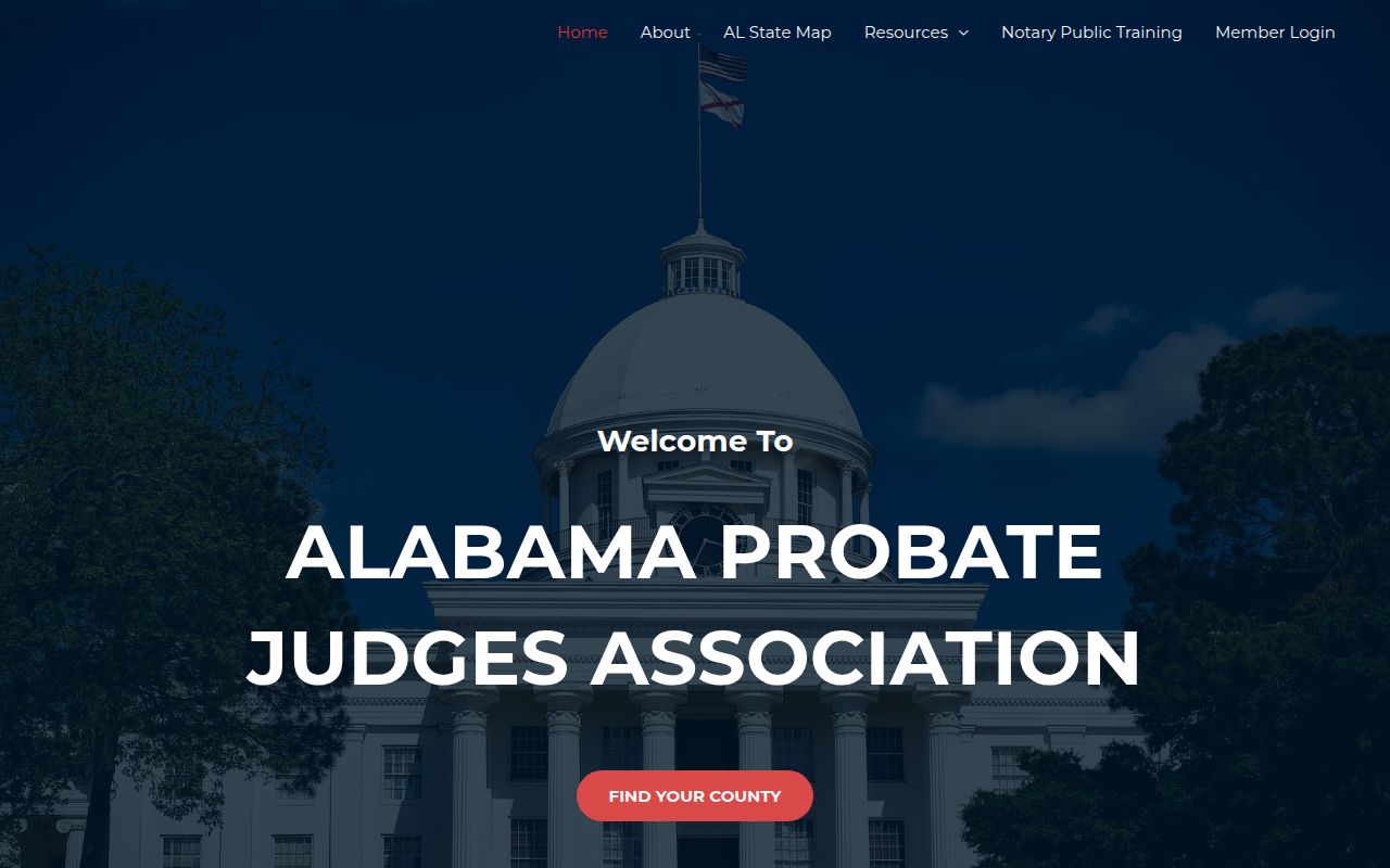 Alabama Probate Judges Association map showing all 67 county probate courts